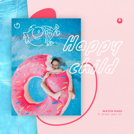 Girl swimming in pool Animated Post Design Template