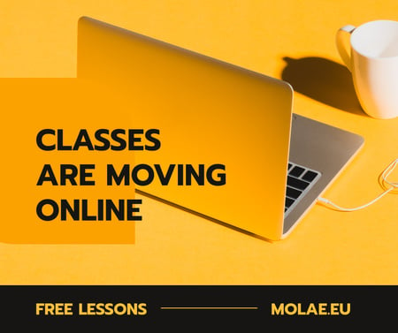Online Education Platform with Laptop for Quarantine Facebook Šablona návrhu
