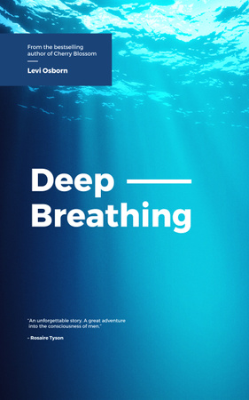 Deep Breathing Concept Blue Water Surface Book Cover Design Template