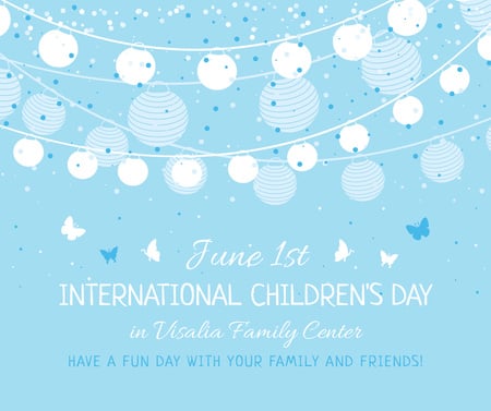 Party garland with balloons for Children's Day Facebook Design Template