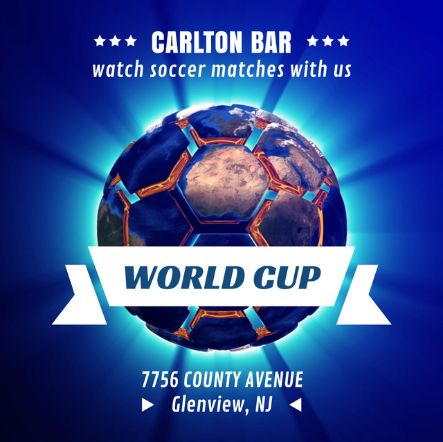World Cup Ad Spinning Earth in shape of soccer ball Animated Post Modelo de Design