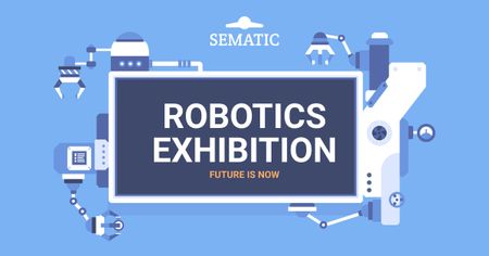 Robotics exhibition announcement Facebook AD Design Template