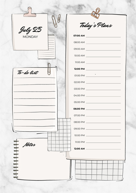 Schedule Planner with Paper Clips Schedule Planner Design Template