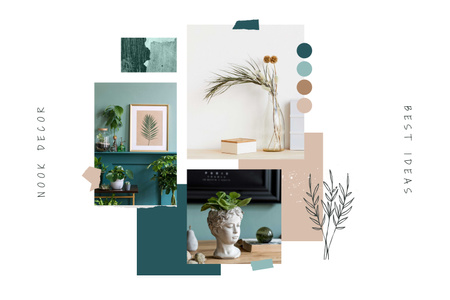 Interior with Artistic details Mood Board Design Template