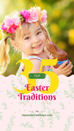 Girl with chocolate bunny on Easter Instagram Story Design Template