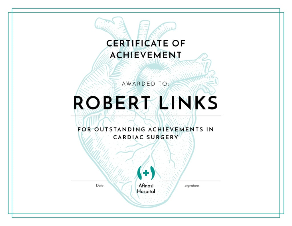 Cardiac Surgery achievements recognition Certificate – шаблон для дизайну