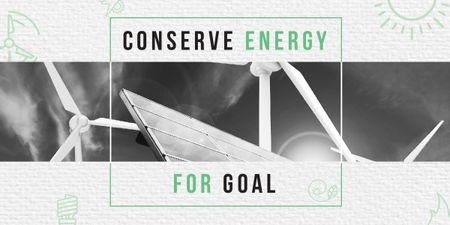 Wind Turbines and Solar Panels Image Design Template