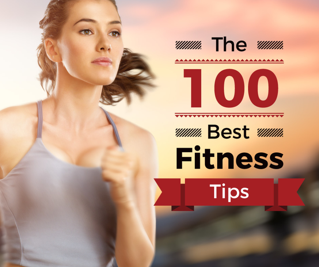 Fitness Tips with Girl running on road Facebook Design Template