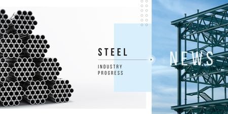 Plantilla de diseño de Progreso de la industria del acero con la construcción y la estructura Image 