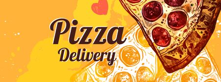 Modèle de visuel Pizza delivery service with tasty slice - Facebook cover