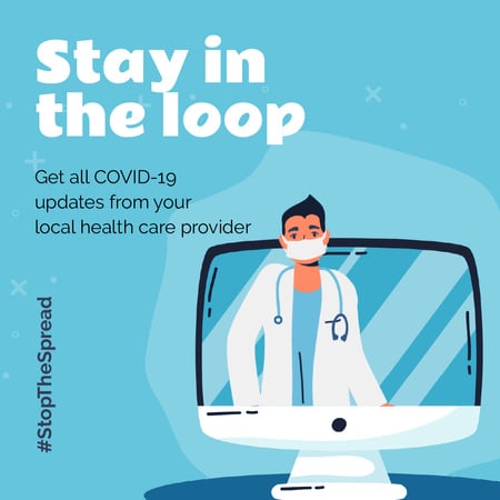 #StopTheSpread Coronavirus awareness with Doctor's advice Animated Post Modelo de Design