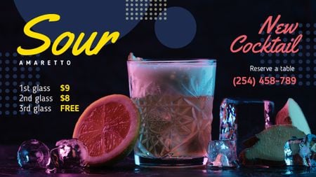 Cocktail Offer Glass with Drink and Citrus Title Design Template