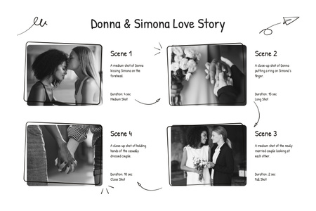 Love Story of Married Couple Storyboard Design Template