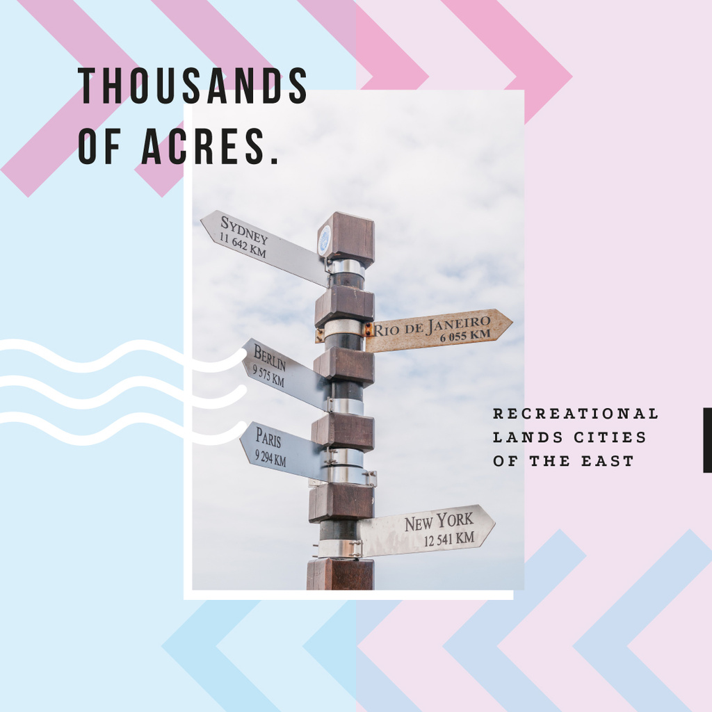 Travelling inspiration with road sign Instagram AD Design Template