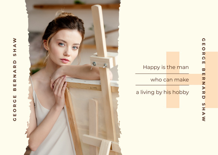 Creative girl by easel Postcard – шаблон для дизайну
