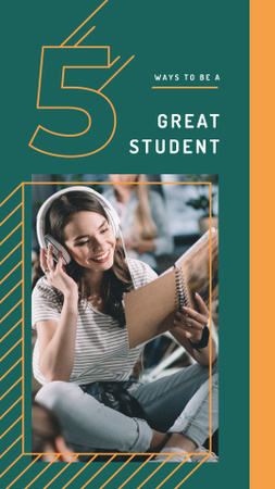 Template di design Young woman in headphones reading book Instagram Story