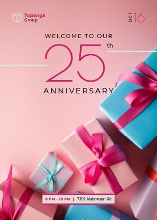 Platilla de diseño Anniversary Celebration Announcement Gift Boxes in Pink Invitation