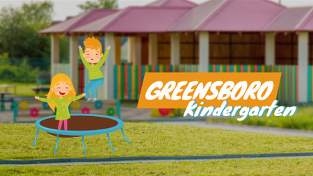 Kindergarten Ad Children Jumping on Trampoline Full HD video Modelo de Design