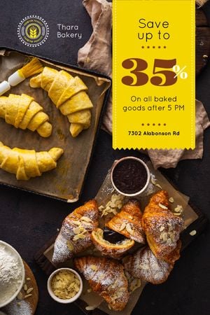Designvorlage Bakery Offer Fresh Croissants on Table für Tumblr