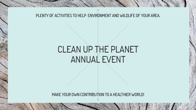 Plantilla de diseño de Ecological event announcement on wooden background Title 