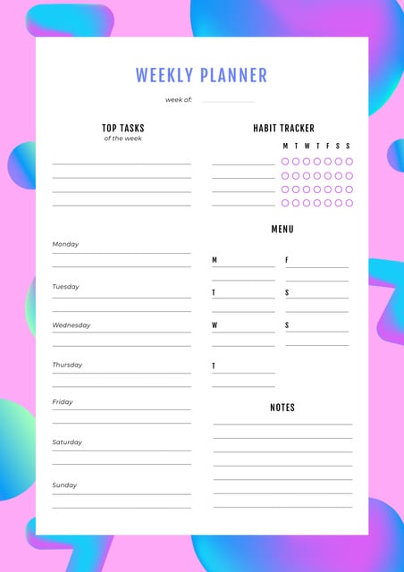 Weekly Planner on Pink Abstraction Schedule Planner Design Template
