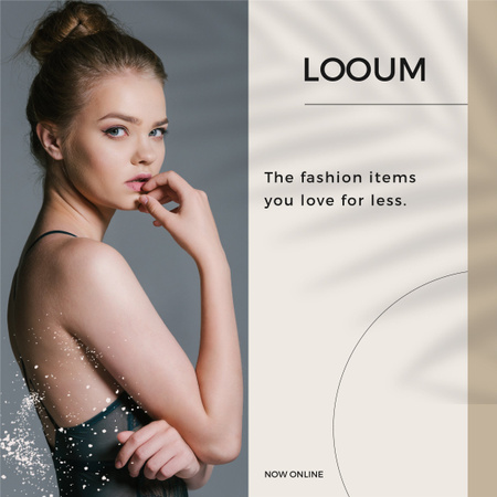 Fashion Sale with Young melancholy Girl Instagram Design Template