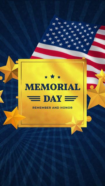 USA Memorial Day waving Flag Instagram Video Story Modelo de Design