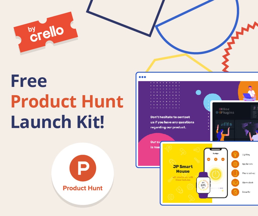 Szablon projektu Product Hunt Launch Kit Offer Digital Devices Screen Facebook