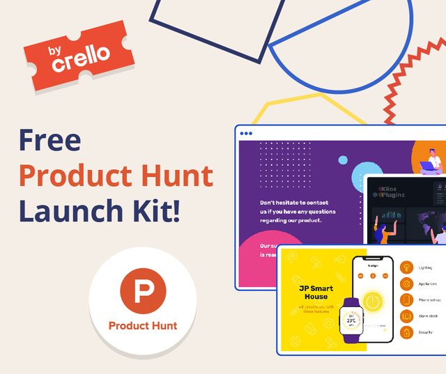 Ontwerpsjabloon van Facebook van Product Hunt Launch Kit Offer Digital Devices Screen