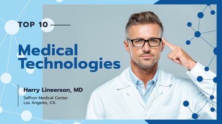 Modern Medical Technologies Doctor in Glasses Youtube Thumbnail Design Template