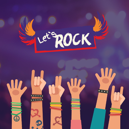 Cheering Crowd at Rock Concert Animated Post tervezősablon