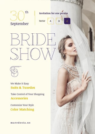 Wedding Fashion Show Invitation Bride in White Dress Invitation Modelo de Design