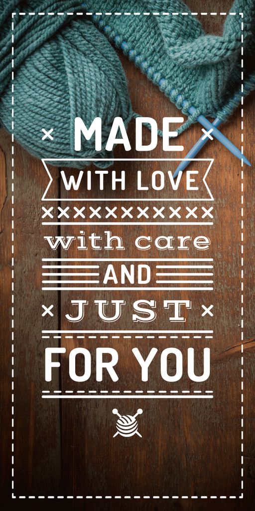 Knitting Quote wool Yarn in Blue Graphic Design Template
