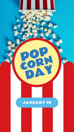 Designvorlage Pop corn Day with Hot popcorn in carton für Instagram Story