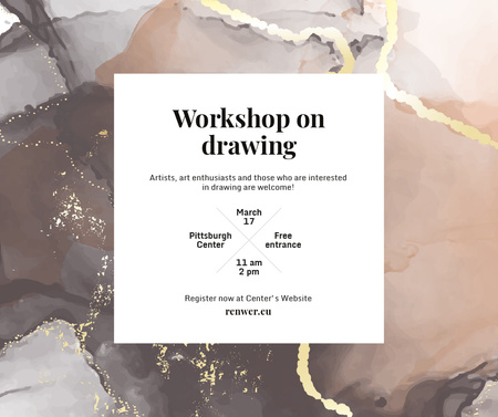 Art Workshop promotion on watercolor pattern Facebook Design Template