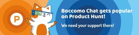 Product Hunt Campaign Launch with Cute Cat Web Banner tervezősablon