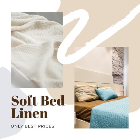 Soft Bed Linen Offer with Cozy Bedroom Instagram AD – шаблон для дизайну