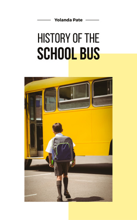 Telling Story of School Bus with Student Book Cover Design Template