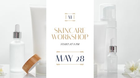 Cosmetics Ad Skincare Products Mock up FB event cover Tasarım Şablonu