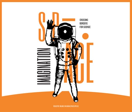 Space Lecture Astronaut Sketch in Orange Facebook tervezősablon
