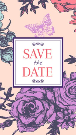 Template di design Save the Date in Frame with bright flowers Instagram Story