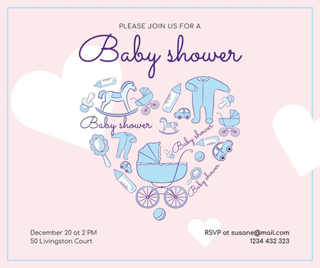 Modèle de visuel Baby Shower Invitation Kids Stuff Icons - Facebook