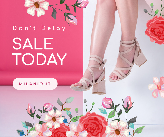 Fashion Sale Woman in Heeled Shoes Facebook Design Template