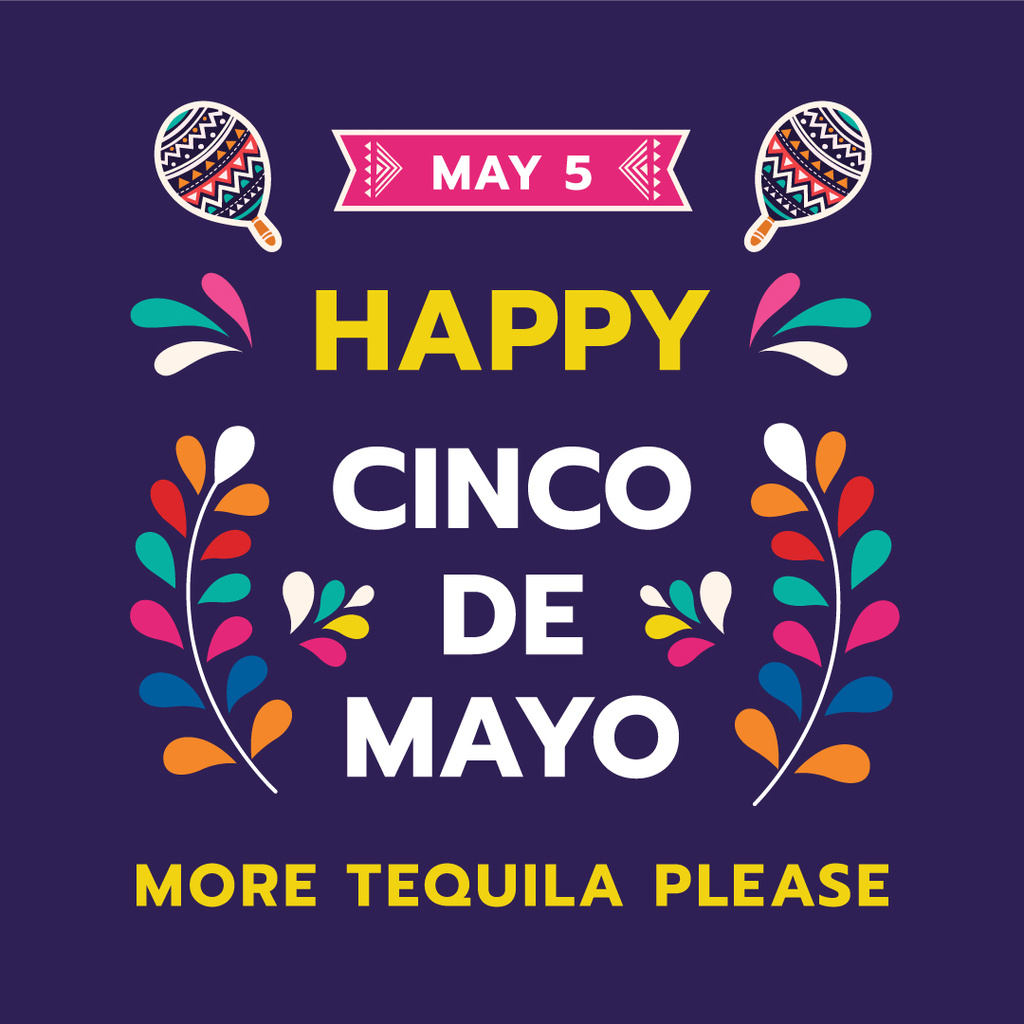 Cinco de Mayo Mexican holiday Instagram Tasarım Şablonu