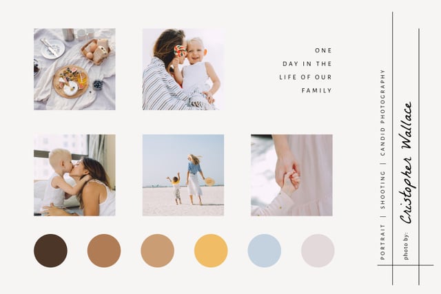 Happy Mother with her Child at seacoast Mood Board Πρότυπο σχεδίασης