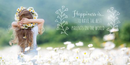 Inspirational Phrase with Little Girl in Flower Wreath Image Design Template