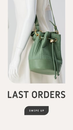 Kiegészítők eladó nő zöld táska Instagram Story tervezősablon