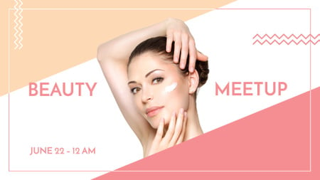 Woman applying Cream at Beauty event FB event cover – шаблон для дизайну