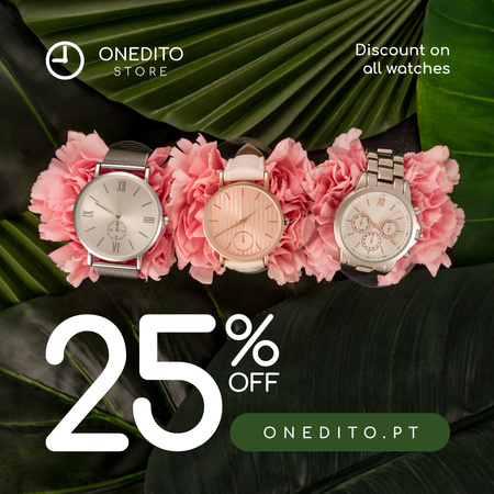 Plantilla de diseño de Accessories Store Sale Watches on Flowers Instagram 