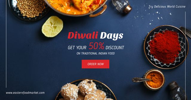 Ontwerpsjabloon van Facebook AD van Happy Diwali feast